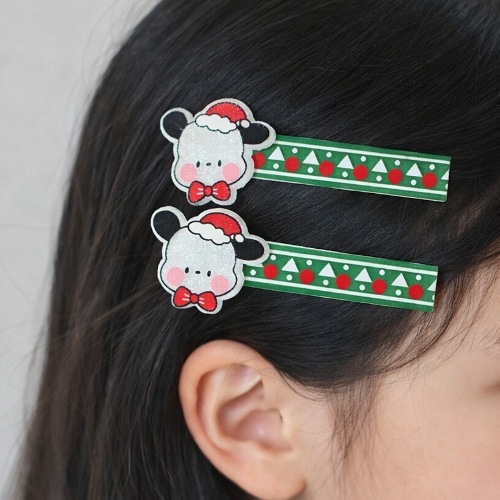 🌺 Pochacco Christmas Hair Clips - Set of 2 Festive Barrettes